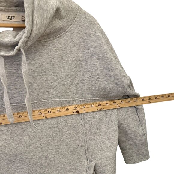 UGG Light Grey Fleece Lined Cowl Neck Drawstring Sweatshirt 3/4 Sleeves Size M/L - Picture 6 of 8